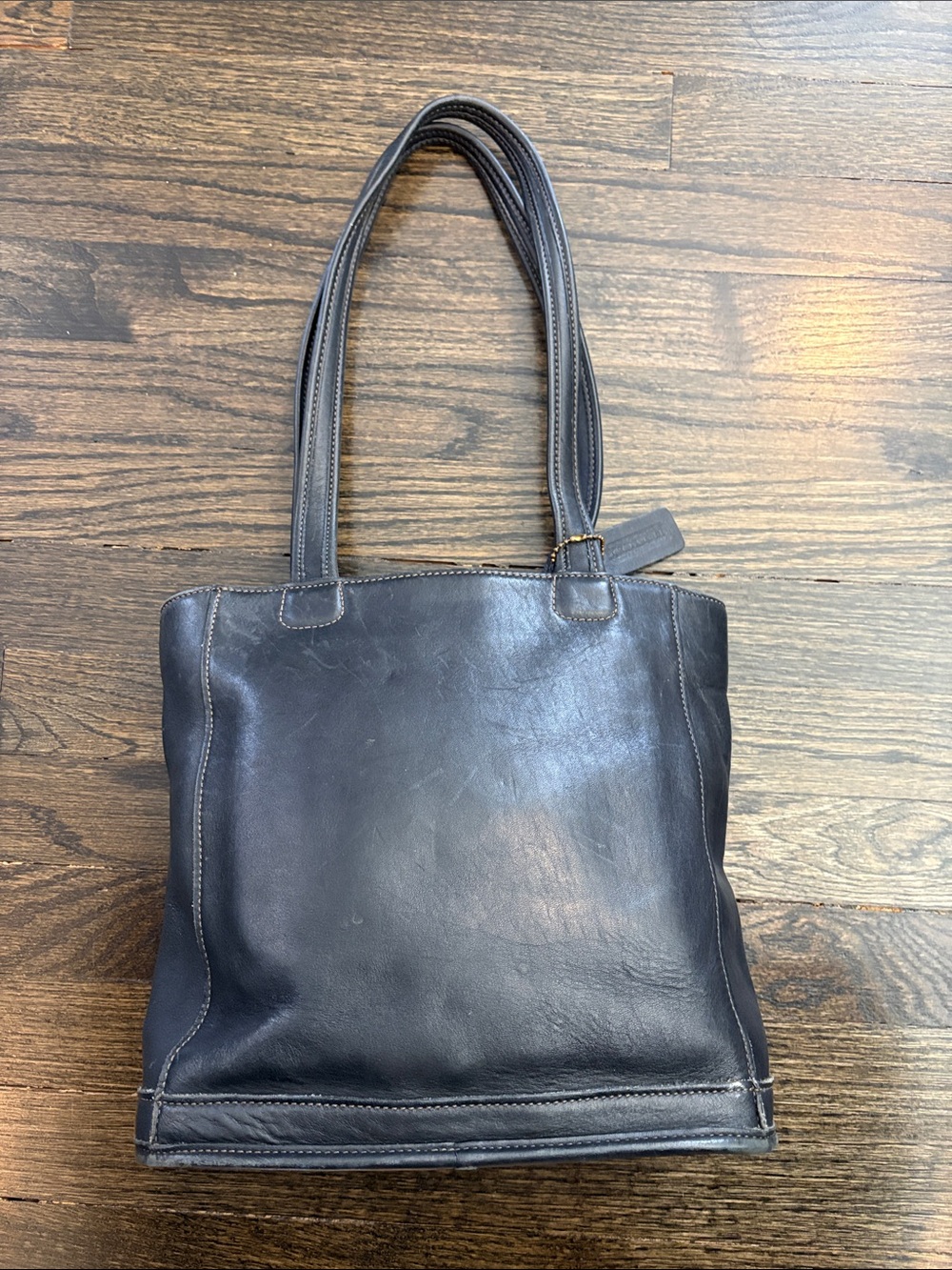 Coach Black Leather Tote with Double Shoulder Straps-Style 9305